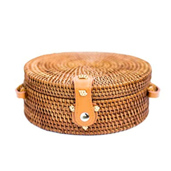 ATTA WOVEN ROUND CROSSBODY BAG REAL LEATHER - Picture 2 of 7